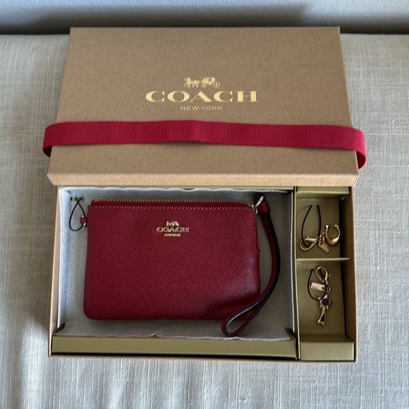 Christmas Red Coach wristlet with Charms- Holiday edition - Picture 2 of 5